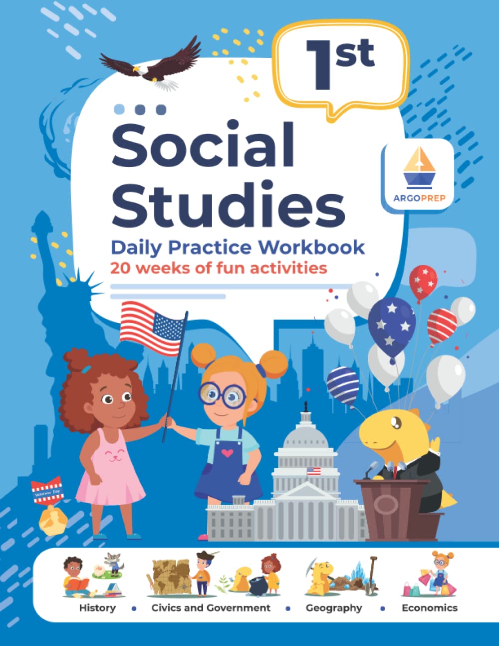 Daily Practice Workbook | 20 Weeks of Fun Activities | History | Civic and Government | Geography | Economics | + Video ... Each Question (Social Studies by ArgoPrep)