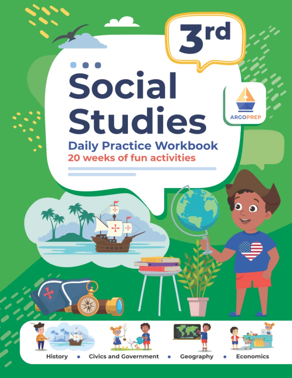Daily Practice Workbook | 20 Weeks of Fun Activities | History | Civic and Government | Geography | Economics | + Video ... Each Question (Social Studies by ArgoPrep)